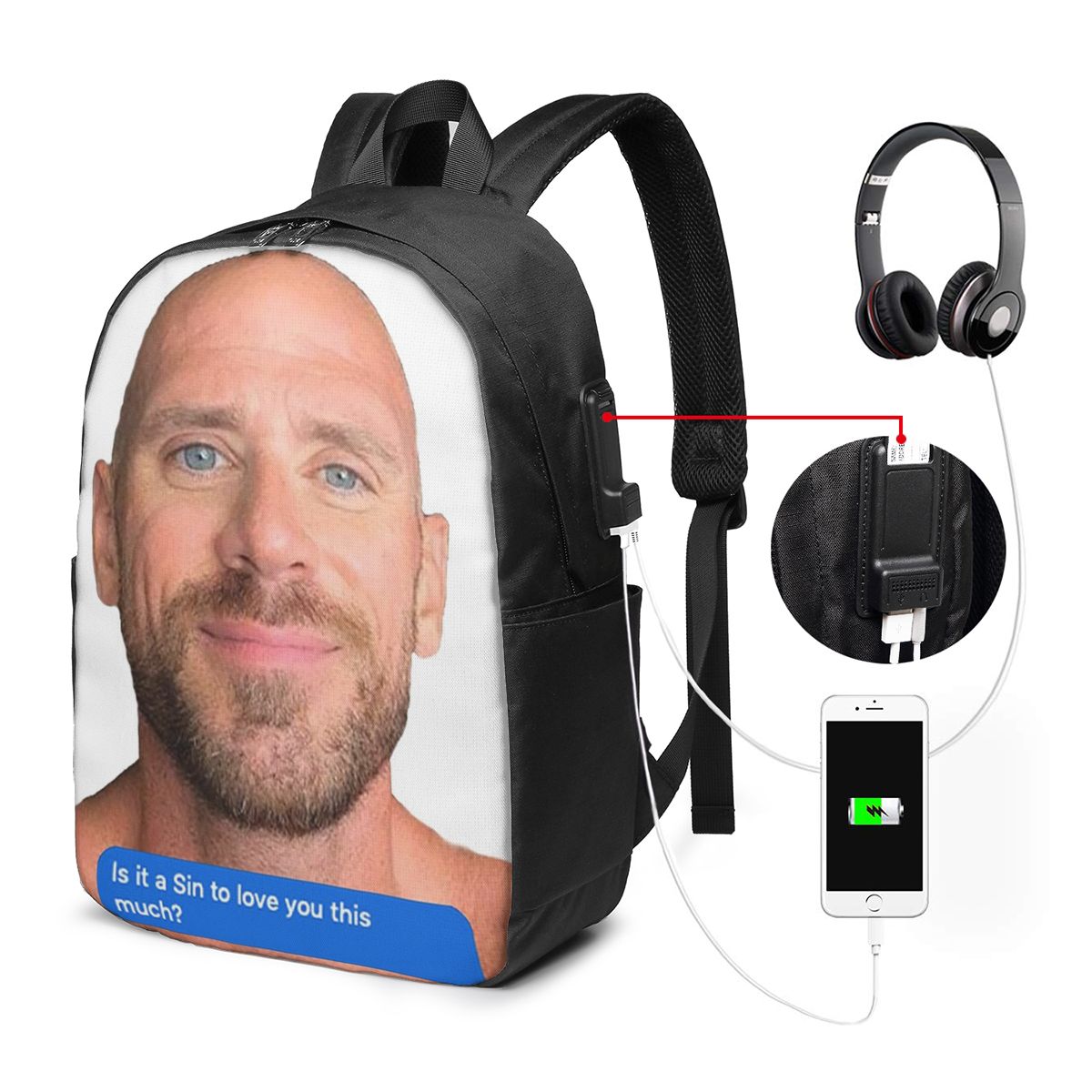 Zaino Johnny Sins Flirty Text  - Woman In Bag recensione e prezzo